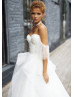 Beaded Ivory Tulle Wedding Dress With Detachable Collar Sleeve